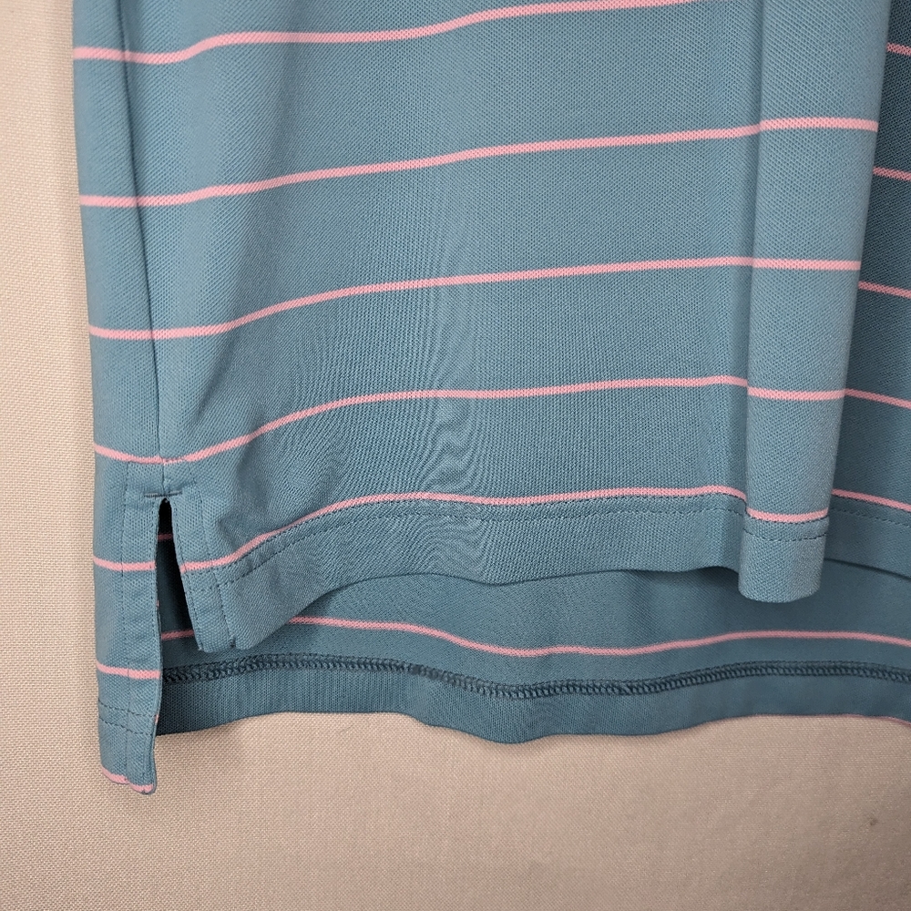 Peter Millar Summer Comfort Mens Sz Small Golf Polo Shirt Blue Pink Striped - Picture 6 of 8